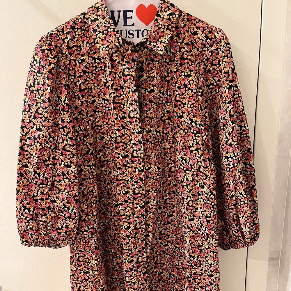 Zara floral dress with puffy sleeves